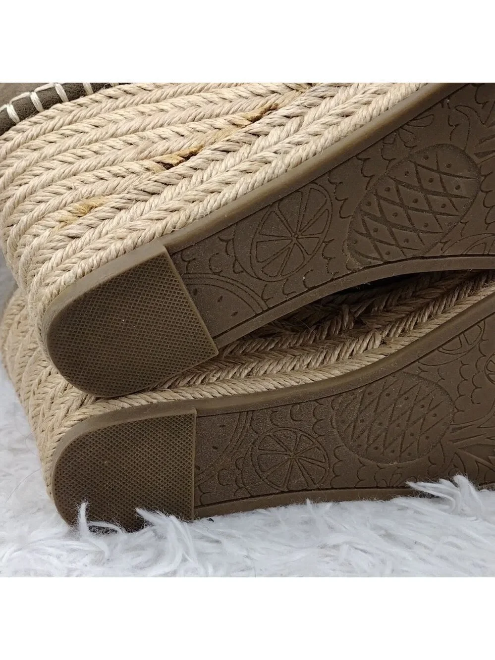 Jellypop Taupe Faux Suede Ankle Buckle Strap Wedge Heeled Espadrille Sandal Shoe